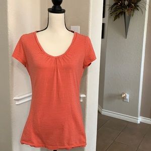 Cole Daniel orange striped shirt sleeve top